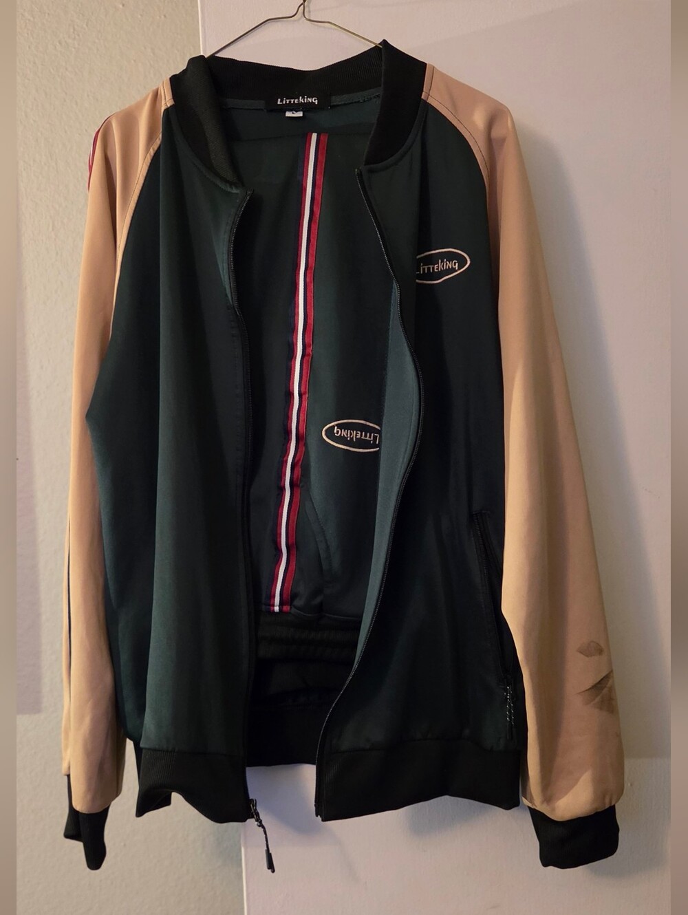 Little KingMen’s Two-Tone Track Jacket - Dark Green & Beige